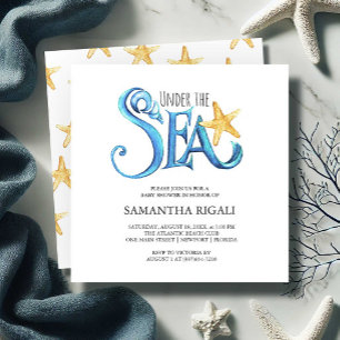 Boy Baby Shower Invitations Watercolor Starfish