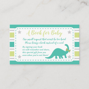 Boy Baby Shower Mint Dinosaur Bring A Book Card