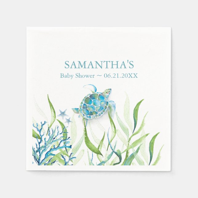 Boy Baby Shower Napkins Sea Turtle (Front)