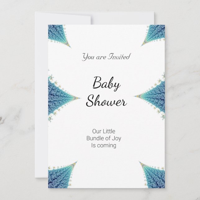 Boy Baby Shower Party Blue White Invitation (Front)