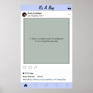 Boy Baby Shower Party Prop Photo Booth Frame Poster