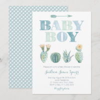 Boy Baby Shower Party with watercolor cacti