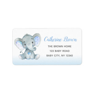 Boy Baby Shower Return Address Labels (Elephant)