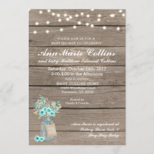 Boy Baby Shower Rustic Babys Breath String Lights Invitation