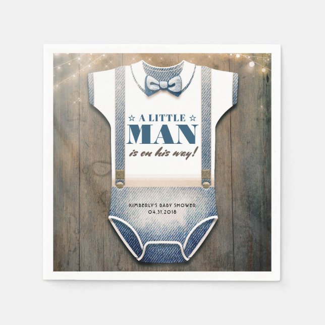 Boy Baby Shower Rustic Country Bodysuite Napkin (Front)