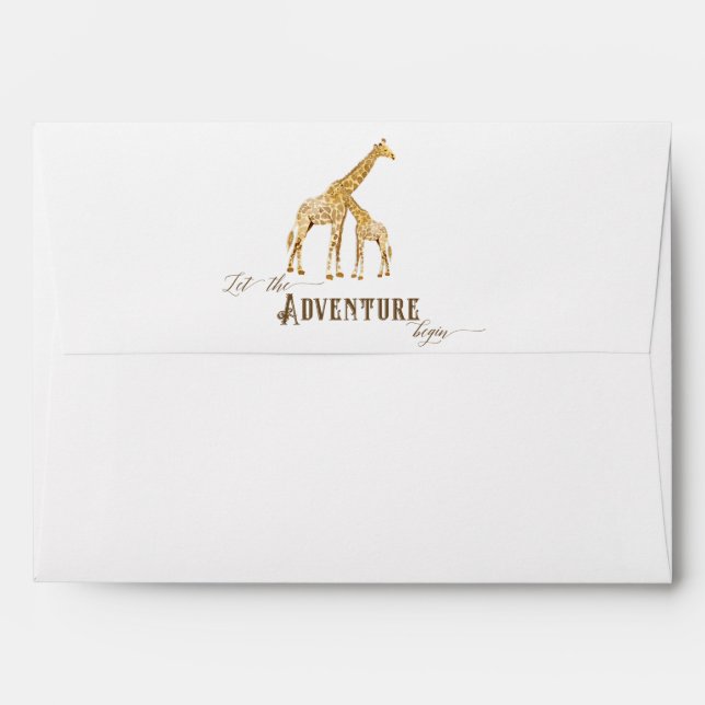 Boy Baby Shower Safari Adventure Giraffe Painted Envelopes (Back (Top Flap))