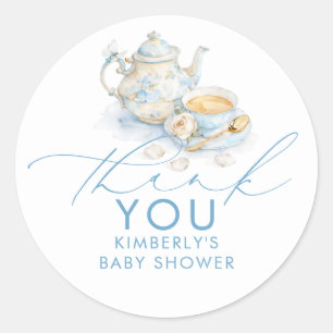Boy Baby Shower Tea Party Thank You Favours Classic Round Sticker