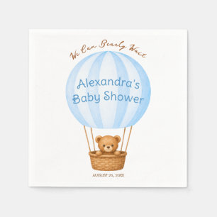 Boy Baby Shower Teddy Bear in Blue Hot Air Balloon Napkin