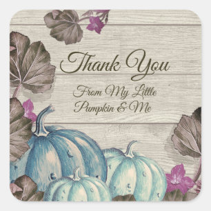 Boy Baby Shower Thank You Blue Pumpkin Square Sticker
