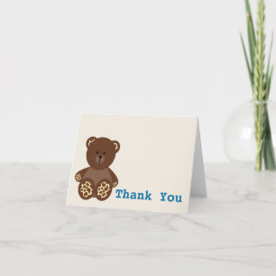 Boy Baby Shower Thank You Giraffe Print Bear Card