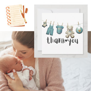 Boy Baby Shower Thank You Teddy Bear Card