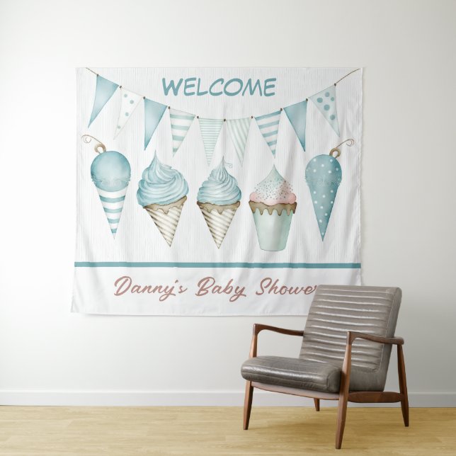 Boy Baby Shower Welcome Tapestry (In Situ (Horizontal))