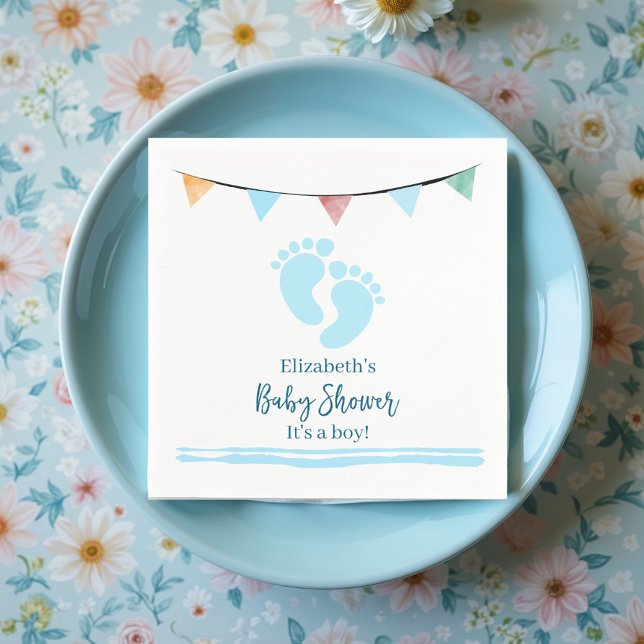 Boy Baby Shower with Footprints Napkin (Creator Uploaded)