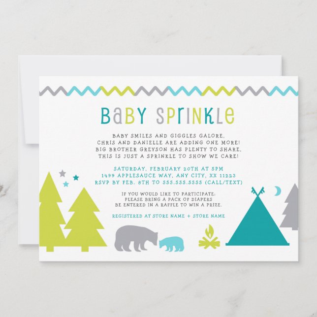 Boy baby sprinkle | Nordic bears trees stars Invitation (Front)