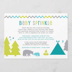Boy baby sprinkle   Nordic bears trees stars Invitation
