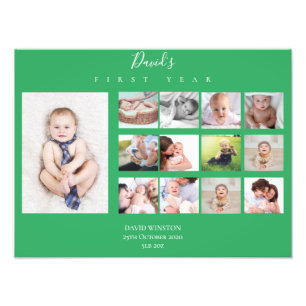 Boy Baby's First Year Photo Collage Keepsake