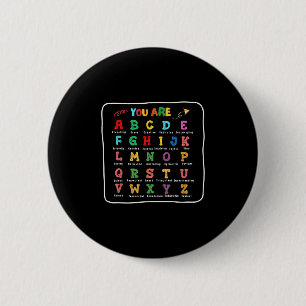 Boy Back To School You Are Letters Alphabet Learn 6 Cm Round Badge