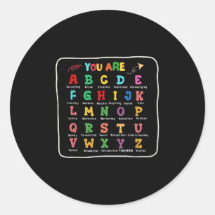 Boy Back To School You Are Letters Alphabet Learn Classic Round Sticker