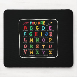 Boy Back To School You Are Letters Alphabet Learn Mouse Mat