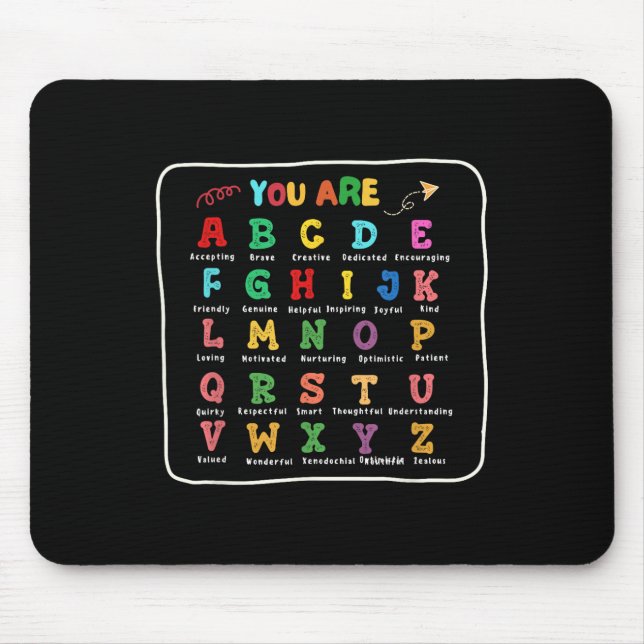 Boy Back To School You Are Letters Alphabet Learn  Mouse Mat (Front)