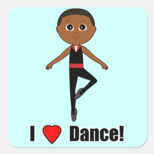 Boy Ballet Dancer: I Love Dance Square Sticker