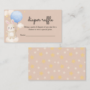 Boy Balloon Cute Brown Bunny Diaper Raffle Enclosure Card
