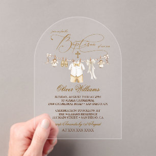 Boy Baptism Christening Acrylic Invitations