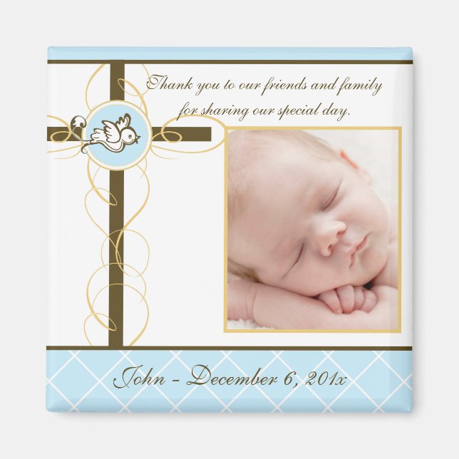 Boy Baptism/Christening Favour - Photo Magnet (Front)