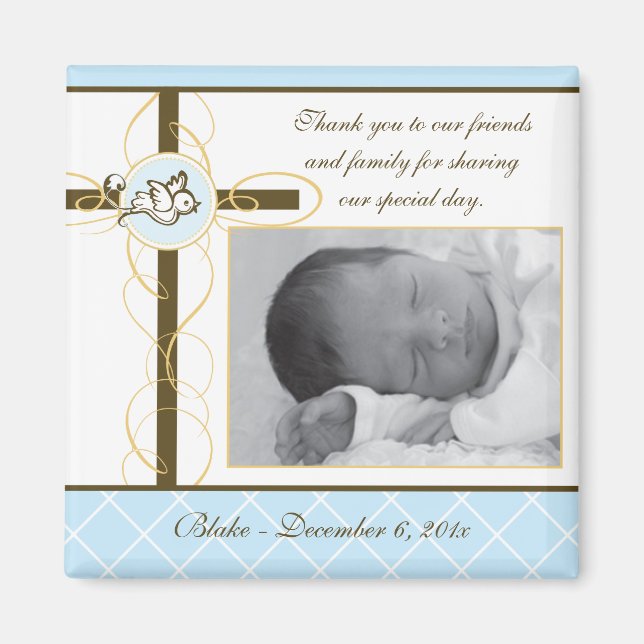 Boy Baptism/Christening Favour - Photo Magnet (Front)