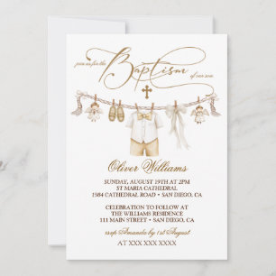 Boy Baptism Christening Neutral Invitation