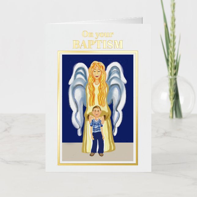  Boy Baptism congratulations Foil Greeting Card (Front)