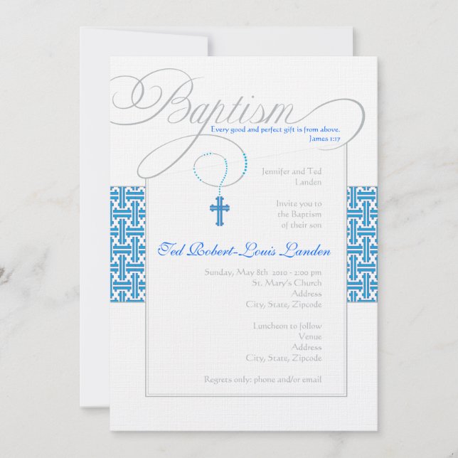 Boy Baptism Invitation | Royal Blue (Front)