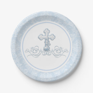 Boy Baptism Paper Plates