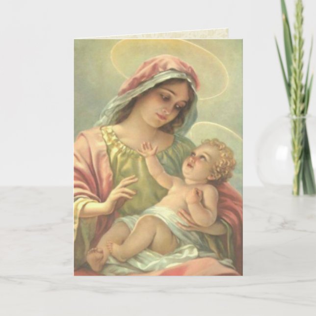 BOY BAPTISM Virgin Mary with Holy Christ Child - Card (Front)