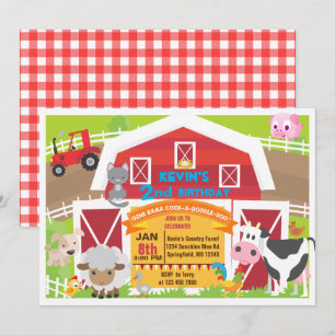 Boy barnyard invitation - Farm Birthday Invitatio