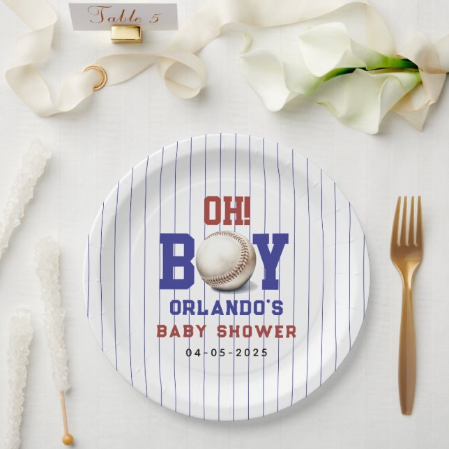 Boy Baseball Baby Shower | Cute Sports Party Paper Plate (Wedding)