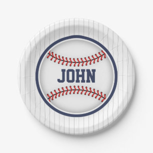 Boy Baseball First Birthday Party Plates