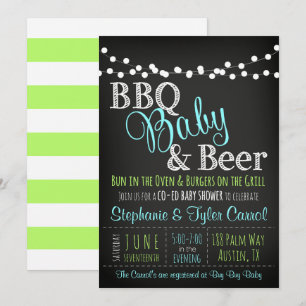 Boy BBQ Beer and Baby Shower Invitation