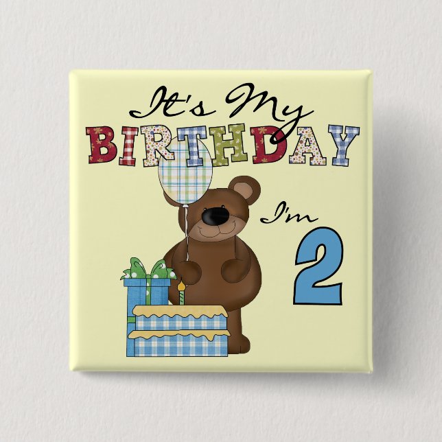 Boy Bear 2nd Birthday T-shirts and Gifts 15 Cm Square Badge (Front)