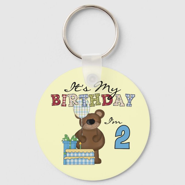 Boy Bear 2nd Birthday T-shirts and Gifts Key Ring (Front)
