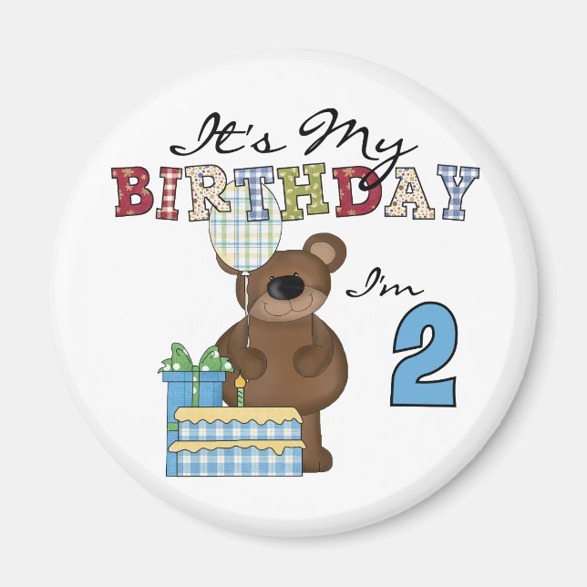 Boy Bear 2nd Birthday T-shirts and Gifts Magnet (Front)