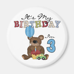 Boy Bear 3rd Birthday Tshirts and Gifts Magnet