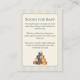 Boy Bear Baby Shower Books for Baby Enclosure Card