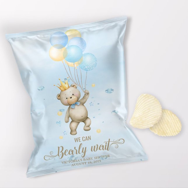 Boy Bear Baby Shower Chip Bag Wrapper (1 ounce snack bag wrapper flyer. )