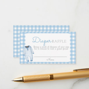 Boy Bear Baby Shower Diaper Raffle Card
