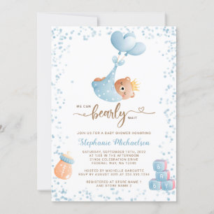 Boy Bear Baby Shower with Book Request Invitation