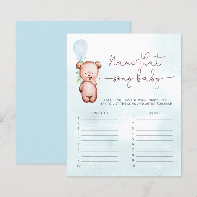 Boy Bear Balloon Name That Song Game (Front/Back)