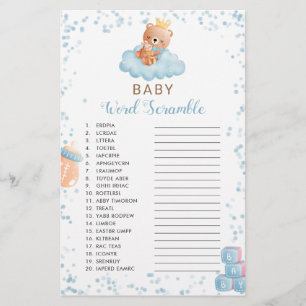 Boy Bear Blue Baby Word Scramble Shower Game