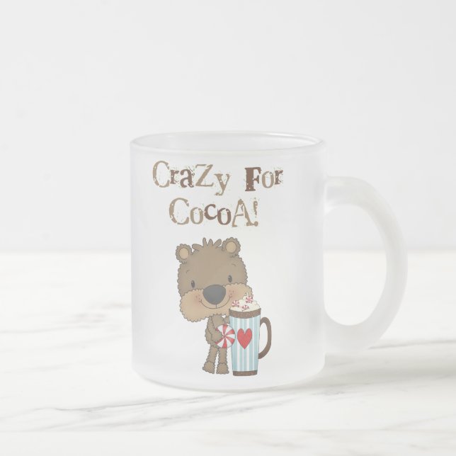 Boy Bear Crazy For Cocoa Holiday Frosted Glass Coffee Mug (Right)