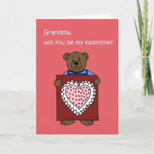 boy bear holding a valentine is big holiday card